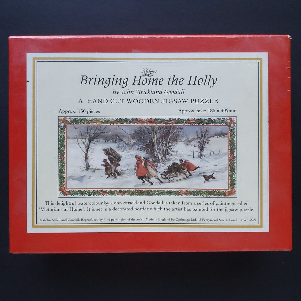 NEW Hand Cut Wood Jigsaw Puzzle XMAS Bringing Home The Holly John Goodall 150 Pc